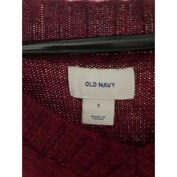 Old Navy maroon and black heather v-neck sweater S - Picture 2 of 4